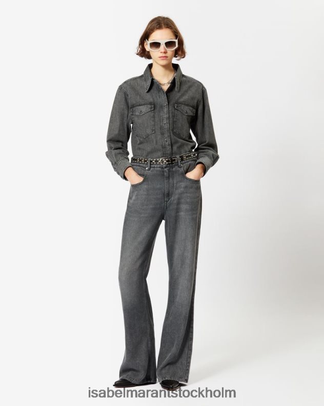 Kläder Isabel Marant belvira utsvängda jeans grå kvinnor D80P02545