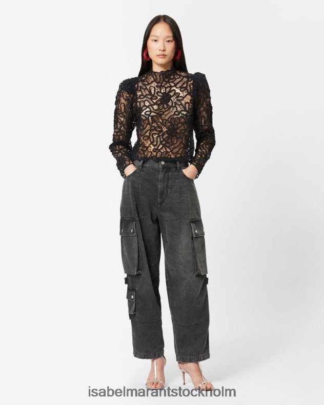 Kläder Isabel Marant elore jeansbyxor blekt svart kvinnor D80P02233