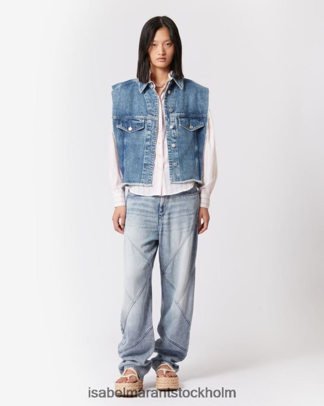 Kläder Isabel Marant tyra ärmlös jeansjacka ljusblå kvinnor D80P02361