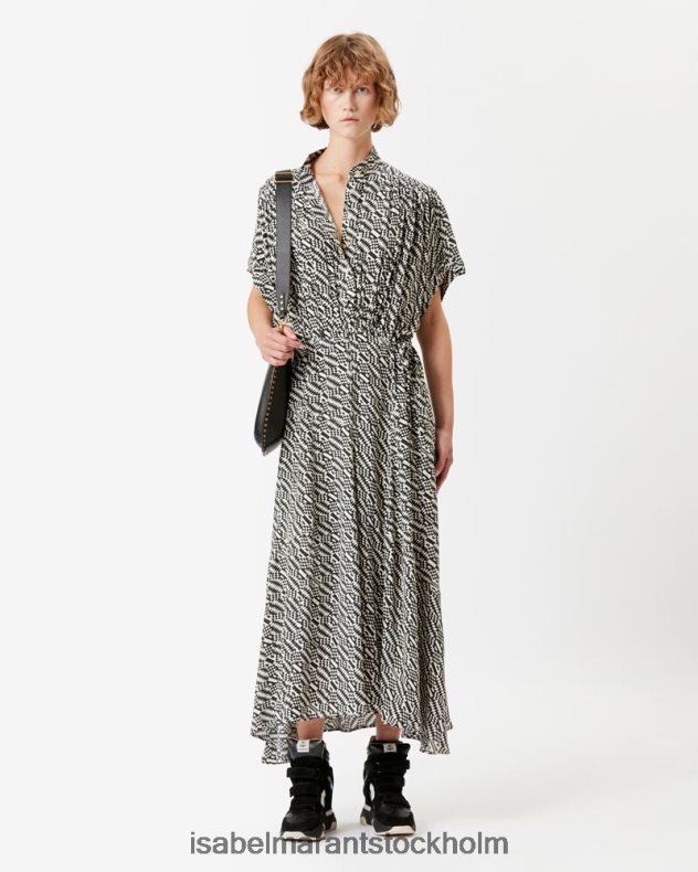 Kläder Isabel Marant ansley monogram klänning ecru/svart kvinnor D80P02601