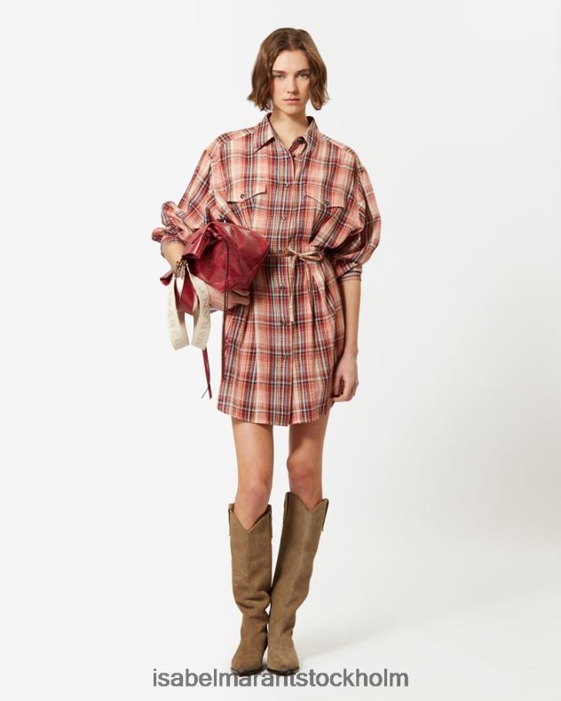 Kläder Isabel Marant liliane bomullsklänning rost kvinnor D80P02625