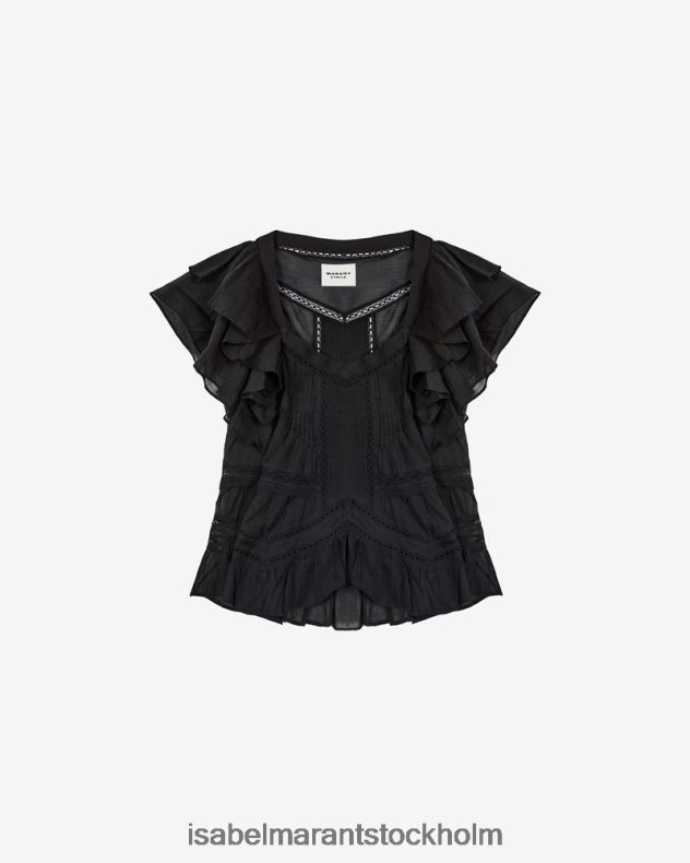Kläder Isabel Marant Madrana bomull voile topp svart kvinnor D80P02508