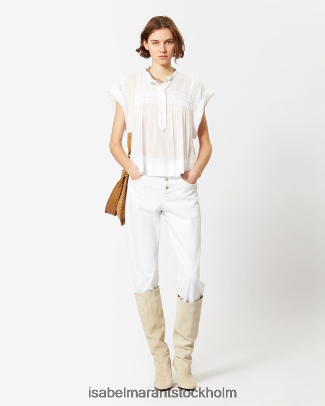 Kläder Isabel Marant leaza bomull voile topp vit kvinnor D80P02505