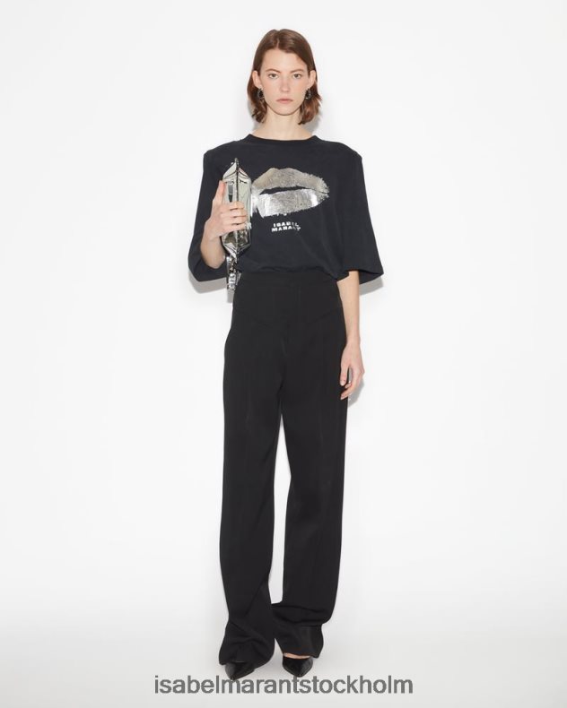 Kläder Isabel Marant ben t-shirt i bomull svart silver kvinnor D80P02247