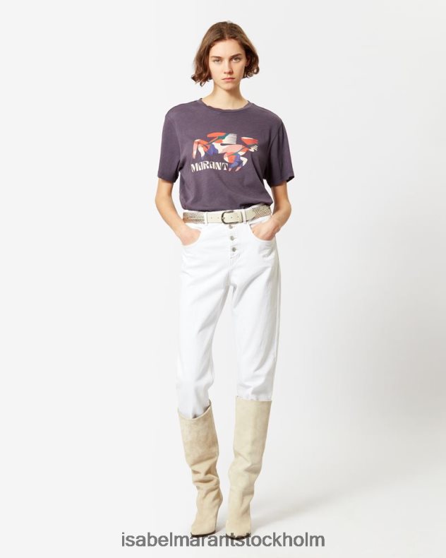 Kläder Isabel Marant zewel logotyp t-shirt midnatt/orange kvinnor D80P02446