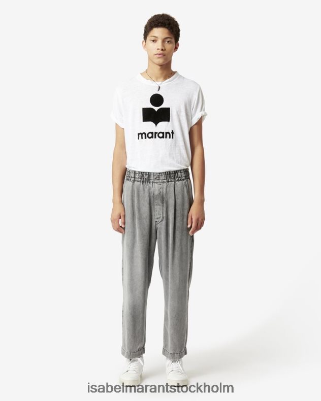 Kläder Isabel Marant karman t-shirt med logga i linne vit män D80P021289