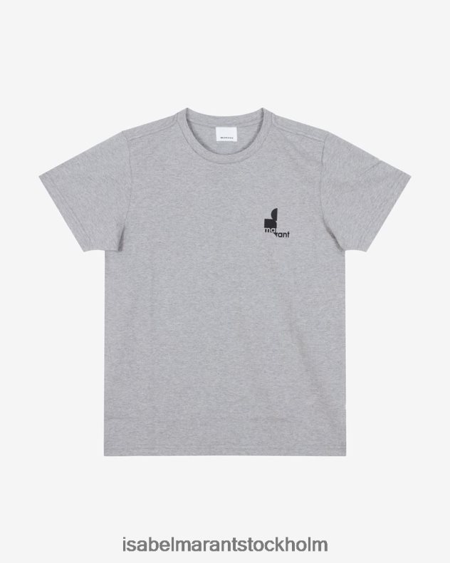 Kläder Isabel Marant zafferh t-shirt med logotyp i bomull ljusgrå män D80P021300